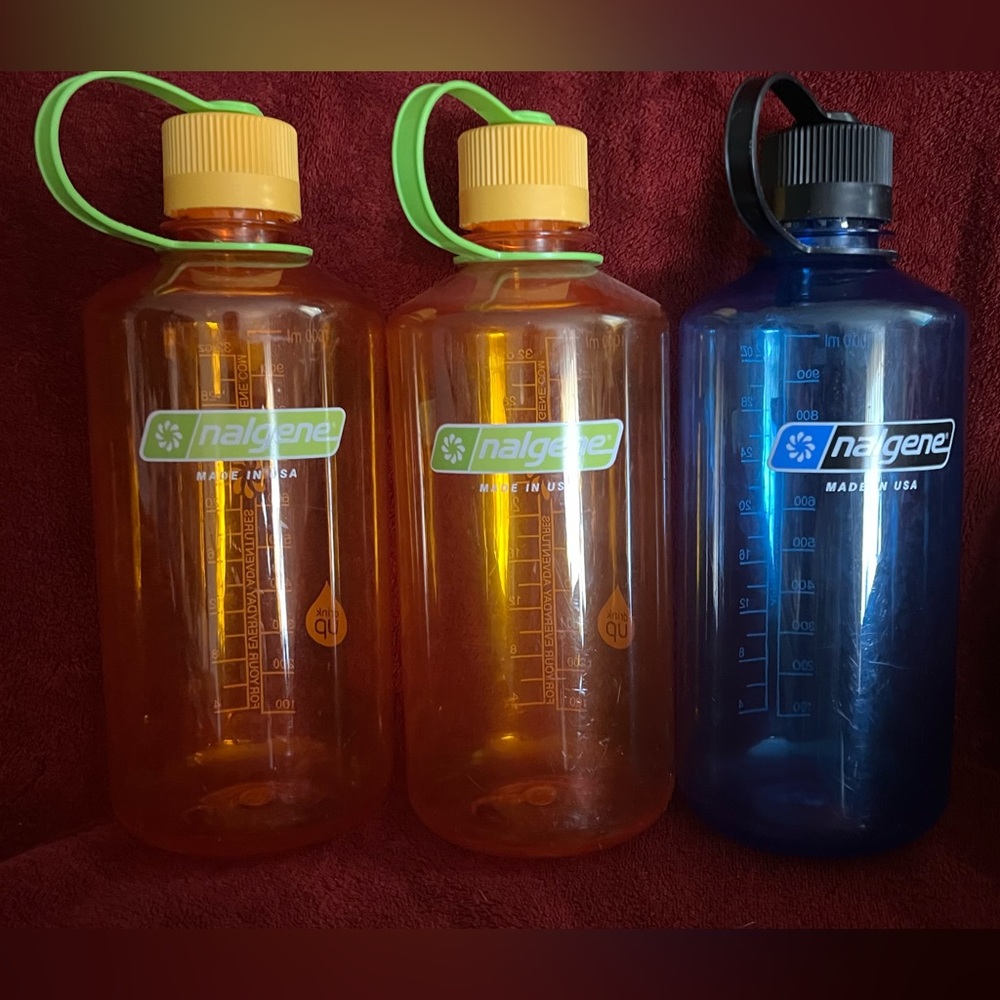 Nalgene USA Made 32 oz Water Bottles -Lot of 3- Hiking, Camping, Travel